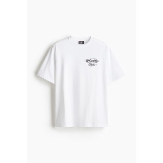H & M - T-shirt z nadrukiem Loose Fit - Biały ze sklepu H&M w kategorii Bluzki damskie - zdjęcie 170716929