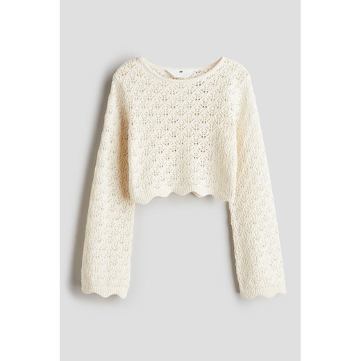 H & M - Ażurowy sweter - Beżowy ze sklepu H&M w kategorii Swetry dziewczęce - zdjęcie 170716996