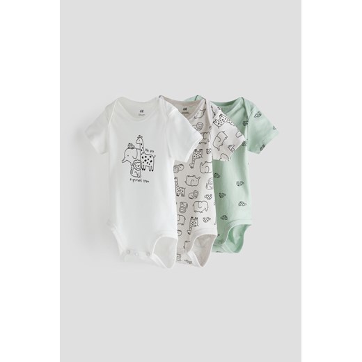 H & M - Bawełniane body 3-pak - Biały ze sklepu H&M w kategorii Odzież dla niemowląt - zdjęcie 170716999