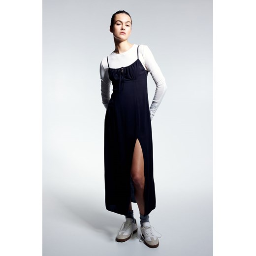 H & M - Sukienka midi ze sznurkiem do ściągania - Czarny ze sklepu H&M w kategorii Sukienki - zdjęcie 170717057