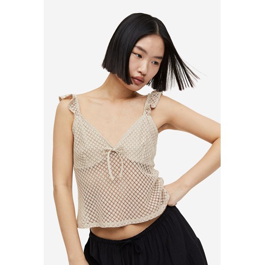 H & M - Dżersejowy top z wiązaniem - Beżowy H & M XS H&M