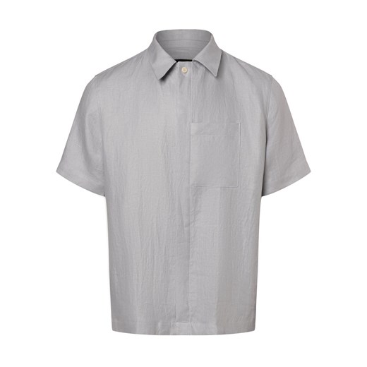 Drykorn Męska koszula lniana - Teed Mężczyźni Regular Fit len jasny szary jednolity ze sklepu vangraaf w kategorii Koszule męskie - zdjęcie 170719648