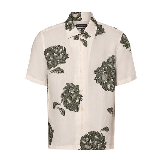 Marc O'Polo Koszula męska Mężczyźni Regular Fit len écru wzorzysty ze sklepu vangraaf w kategorii Koszule męskie - zdjęcie 170719699