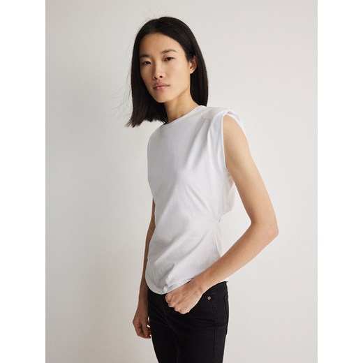 Reserved - Taliowany t-shirt - biały ze sklepu Reserved w kategorii Bluzki damskie - zdjęcie 170721067
