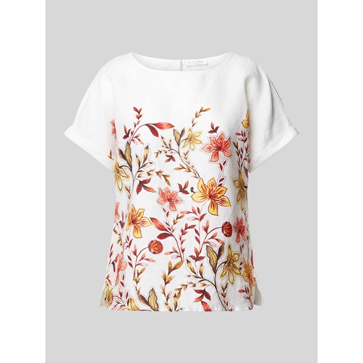 Bluzka z lnu z kwiatowym wzorem ze sklepu Peek&Cloppenburg  w kategorii Bluzki damskie - zdjęcie 170727256