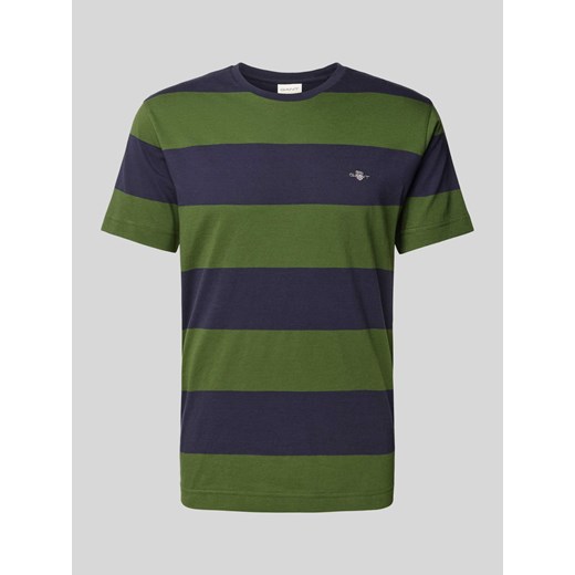 T-shirt ze wzorem w paski i wyhaftowanymi logo ze sklepu Peek&Cloppenburg  w kategorii T-shirty męskie - zdjęcie 170727866