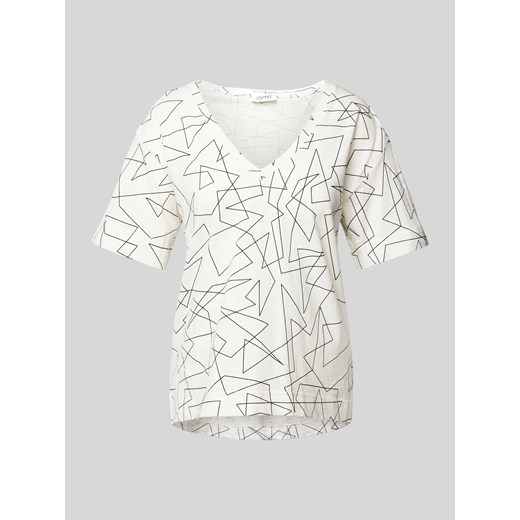 T-shirt z graficznym wzorem i dekoltem w serek ze sklepu Peek&Cloppenburg  w kategorii Bluzki damskie - zdjęcie 170728097