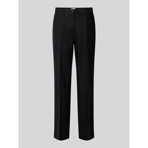 Lniane spodnie o kroju regular fit w kant model ‘Mirja’ ze sklepu Peek&Cloppenburg  w kategorii Spodnie damskie - zdjęcie 170729145
