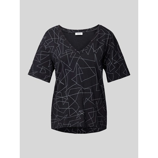 T-shirt z graficznym wzorem i dekoltem w serek ze sklepu Peek&Cloppenburg  w kategorii Bluzki damskie - zdjęcie 170729635