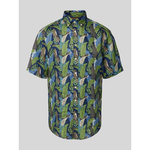 Koszula lniana o kroju regular fit z kwiatowym wzorem ze sklepu Peek&Cloppenburg  w kategorii Koszule męskie - zdjęcie 170729846