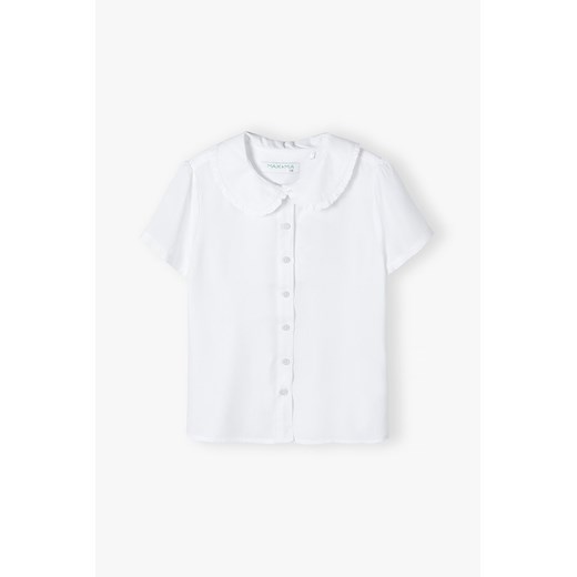 Elegancka biała koszula dla dziewczynki z krótkim rękawem ze sklepu 5.10.15 w kategorii Koszule dziewczęce - zdjęcie 170729998