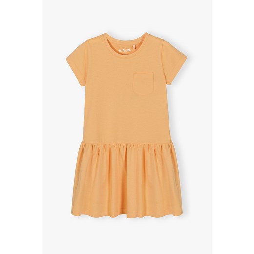 Pomarańczowa sukienka dla dziewczynki z kieszonką ze sklepu 5.10.15 w kategorii Sukienki dziewczęce - zdjęcie 170730076