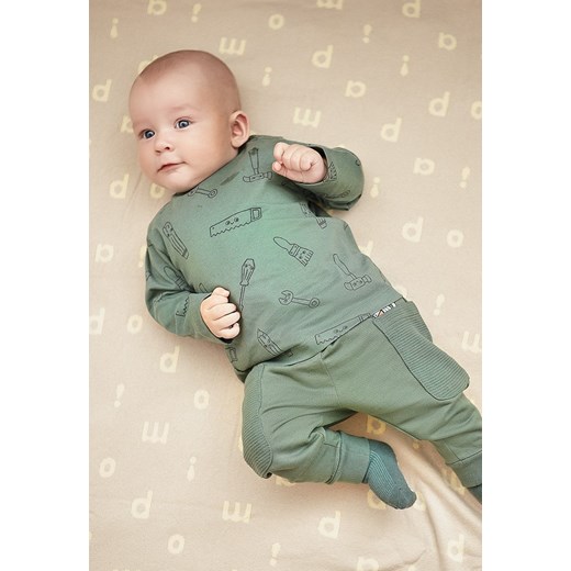 Zielona bawełniana bluzka niemowlęca we wzory ze sklepu 5.10.15 w kategorii Kaftaniki i bluzki - zdjęcie 170730117