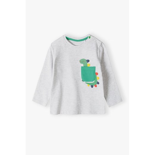 Szara bluzka niemowlęca z kieszonką Dino ze sklepu 5.10.15 w kategorii Kaftaniki i bluzki - zdjęcie 170730138