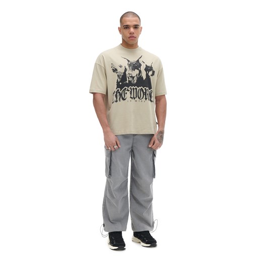 Cropp - Beżowa koszulka z psami - beżowy ze sklepu Cropp w kategorii T-shirty męskie - zdjęcie 170730566