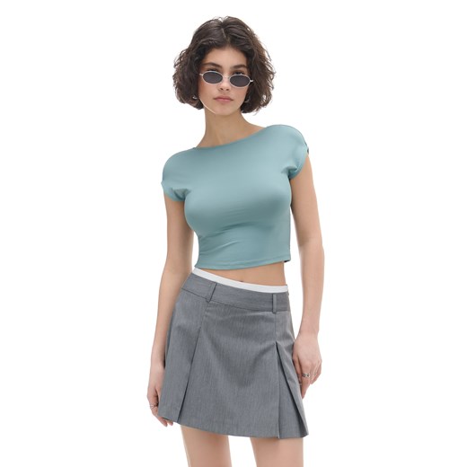 Cropp - Szara plisowana spódnica mini - szary ze sklepu Cropp w kategorii Spódnice - zdjęcie 170731317