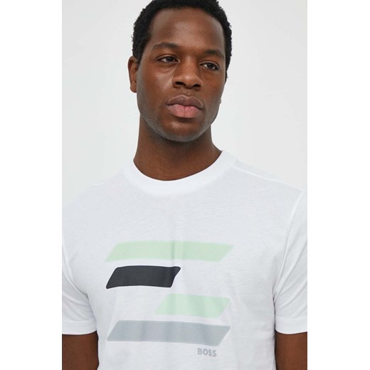 Boss Green t-shirt bawełniany męski kolor biały z nadrukiem 50513005 ze sklepu ANSWEAR.com w kategorii T-shirty męskie - zdjęcie 170734077