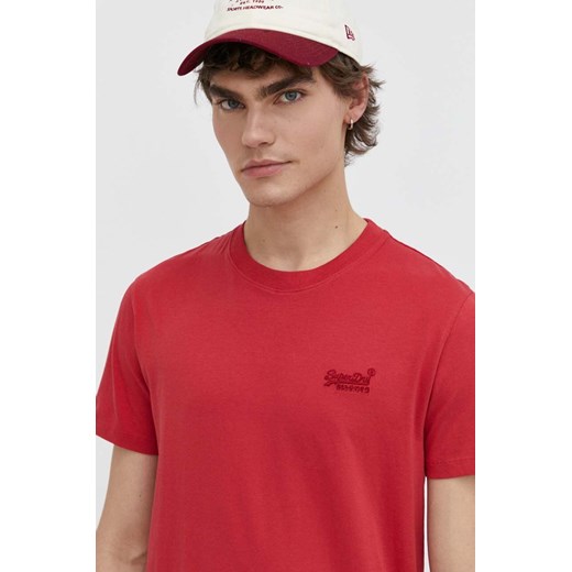 Superdry t-shirt bawełniany męski kolor czerwony z aplikacją Superdry M ANSWEAR.com