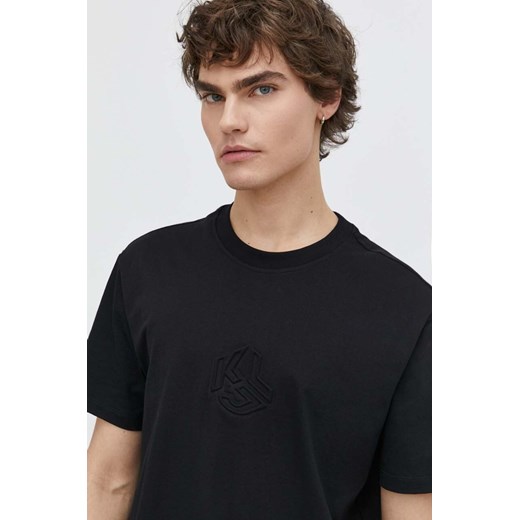 Karl Lagerfeld Jeans t-shirt bawełniany męski kolor czarny z aplikacją ze sklepu ANSWEAR.com w kategorii T-shirty męskie - zdjęcie 170734256