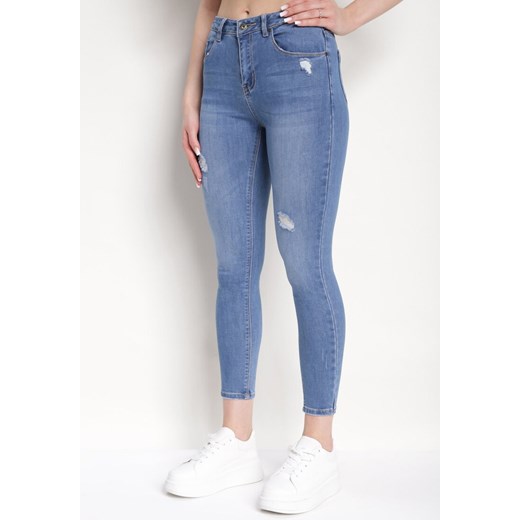 Niebieskie Jeansy Skinny z Delikatnymi Przetarciami Acris ze sklepu Born2be Odzież w kategorii Jeansy damskie - zdjęcie 170735818