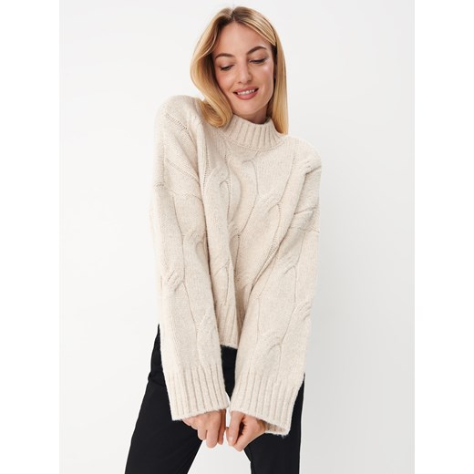 Mohito - Sweter z ozdobnym splotem - kremowy ze sklepu Mohito w kategorii Swetry damskie - zdjęcie 170737728