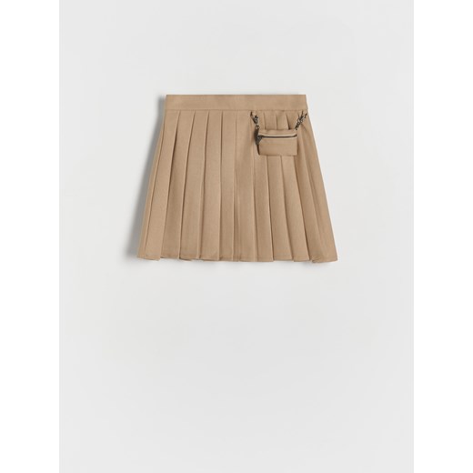 Reserved - Plisowana spódnica z saszetką - beżowy Reserved 158 (12 lat) Reserved