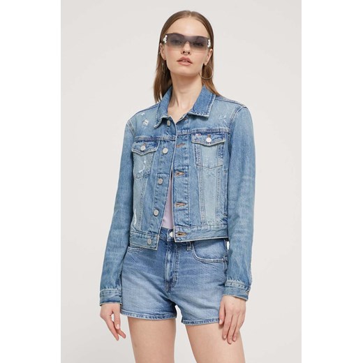 Tommy Jeans kurtka jeansowa damska kolor niebieski przejściowa DW0DW17660 ze sklepu ANSWEAR.com w kategorii Kurtki damskie - zdjęcie 170739538