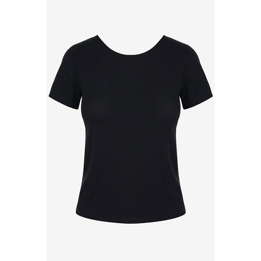 Klasyczna bluzka damska z krótkim rękawem czarna Vivien, Kolor czarny, Rozmiar S, EMILI ze sklepu Intymna w kategorii Bluzki damskie - zdjęcie 170739879