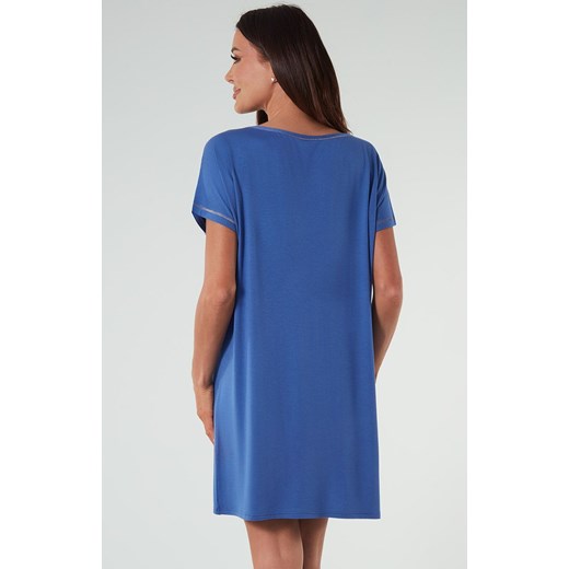 Koszula nocna damska na krótki rękaw niebieska Natura, Kolor niebieski, Rozmiar 2XL, Gee One ze sklepu Intymna w kategorii Koszule nocne - zdjęcie 170739907