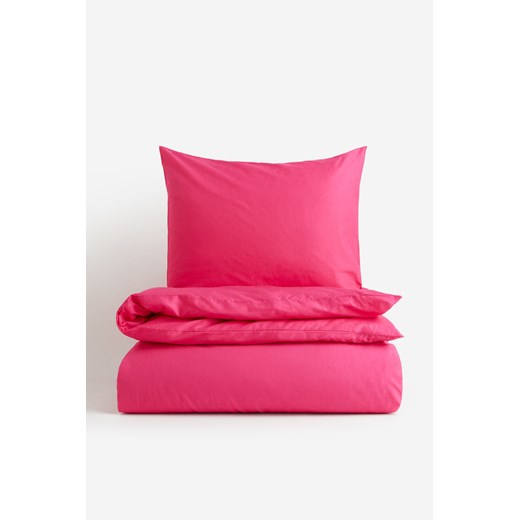 H & M - Komplet bawełnianej pościeli pojedynczej - Różowy H & M One Size H&M