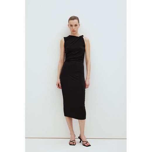 H & M - Marszczona sukienka midi - Czarny ze sklepu H&M w kategorii Sukienki - zdjęcie 170740085