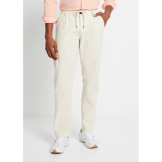 Spodnie chino  z gumką, Regular Fit Straight, z materiału z domieszką lnu ze sklepu bonprix w kategorii Spodnie męskie - zdjęcie 170741338