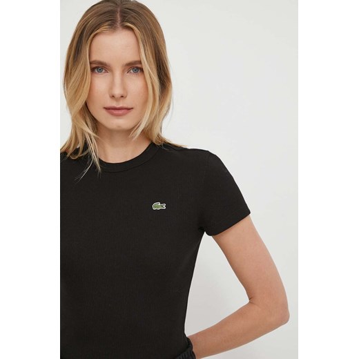 Lacoste t-shirt bawełniany kolor czarny ze sklepu ANSWEAR.com w kategorii Bluzki damskie - zdjęcie 170745469