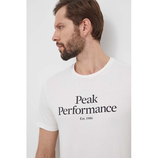 Peak Performance t-shirt bawełniany męski kolor biały z nadrukiem ze sklepu ANSWEAR.com w kategorii T-shirty męskie - zdjęcie 170745855