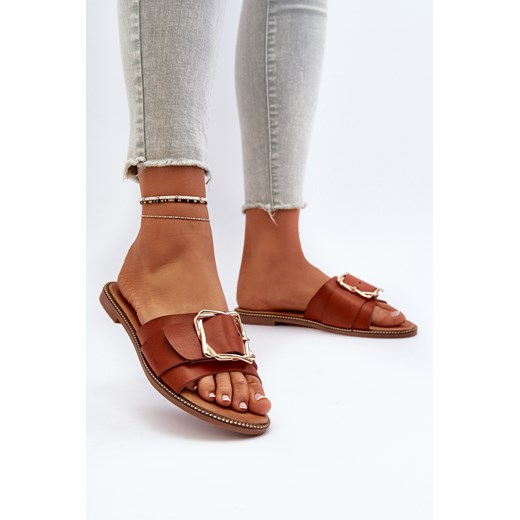Klapki Klamra Pasek Damskie Camel Eko Skóra Opahiri W-148 37 ZAZOO