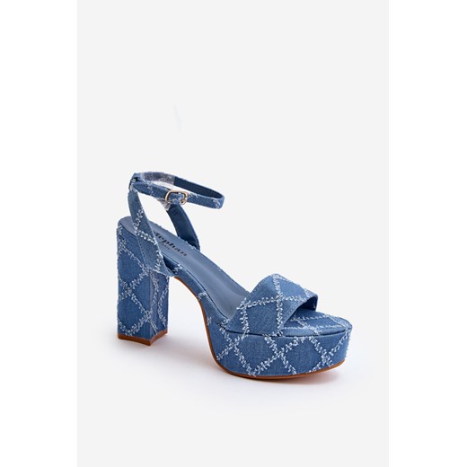 Sandały damskie eleganckie niebieskie 