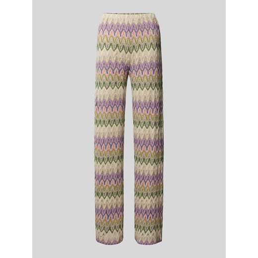 Spodnie materiałowe o kroju regular fit z obszyciem z koronki na całej powierzchni ze sklepu Peek&Cloppenburg  w kategorii Spodnie damskie - zdjęcie 170749537