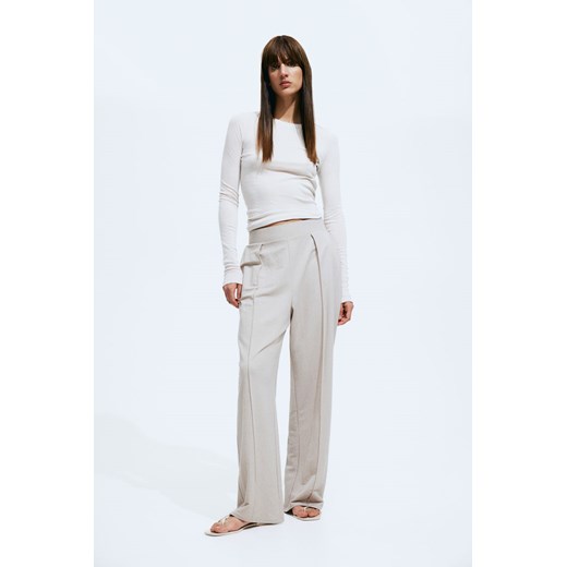 H & M - Eleganckie spodnie z wysoką talią - Brązowy ze sklepu H&M w kategorii Spodnie damskie - zdjęcie 170749815