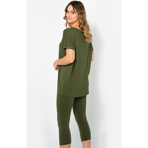 Piżama damska khaki na krótki rękaw i 3/4 spodnie Natura, Kolor khaki, Rozmiar S, Italian Fashion ze sklepu Primodo w kategorii Piżamy damskie - zdjęcie 170750787