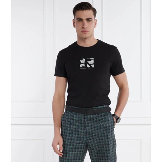T-shirt męski czarny Calvin Klein z krótkim rękawem w stylu młodzieżowym 