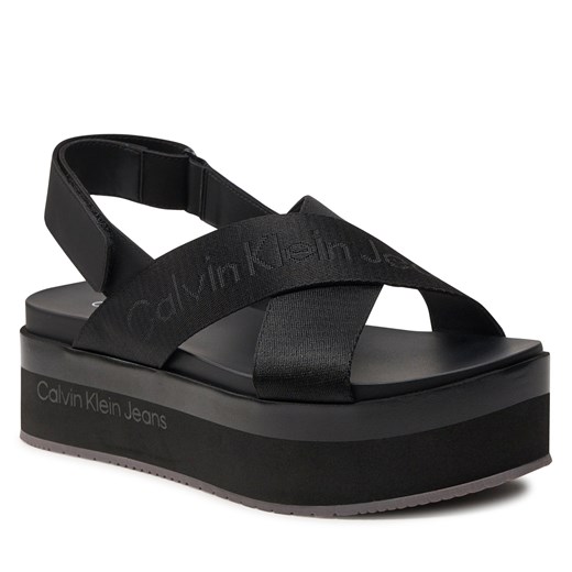 Sandały Calvin Klein Jeans Flatform Sandal Sling In Mr YW0YW01362 Triple Black 40 eobuwie.pl