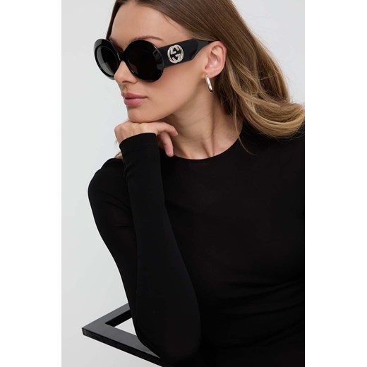 Gucci okulary przeciwsłoneczne damskie kolor czarny ze sklepu ANSWEAR.com w kategorii Okulary przeciwsłoneczne damskie - zdjęcie 170758675