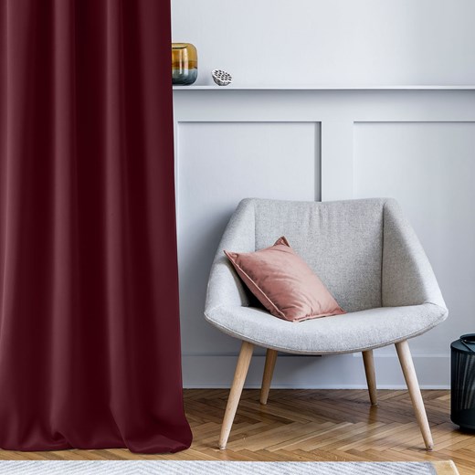 ZASŁONA AURA - Bordowa 140x250 SREBRNA PRZELOTKA Room99 One Size okazja Room99