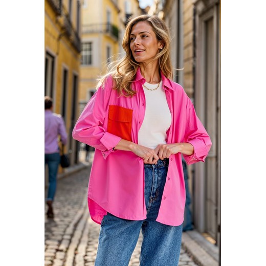 Koszula oversize Pink Fusion XS ze sklepu NAOKO w kategorii Koszule damskie - zdjęcie 170766039