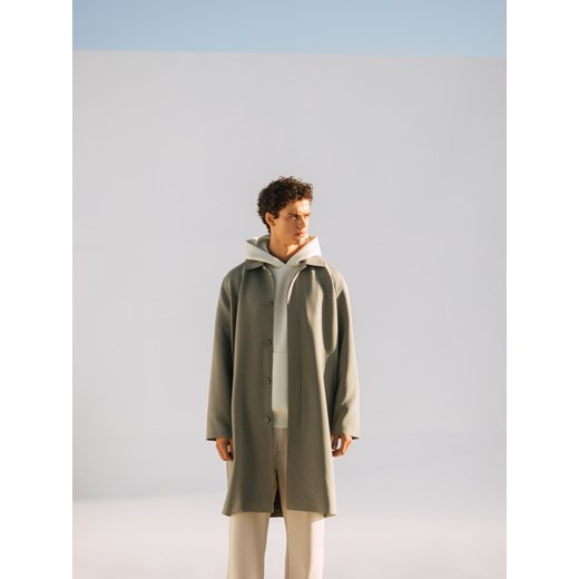 Reserved - Płaszcz z domieszką wiskozy - zielony ze sklepu Reserved w kategorii Płaszcze męskie - zdjęcie 170767217