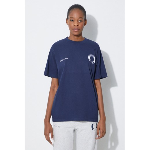 Sporty & Rich t-shirt bawełniany Buoy T Shirt damski kolor granatowy TS1073NA ze sklepu PRM w kategorii Bluzki damskie - zdjęcie 170770316
