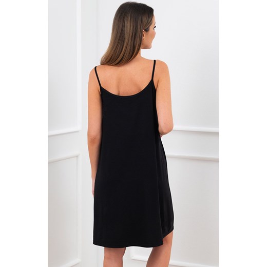 Koszula nocna damska wąskie ramiączko Birma, Kolor czarny-wzór, Rozmiar S, Italian Fashion ze sklepu Intymna w kategorii Koszule nocne - zdjęcie 170771837