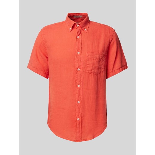Koszula lniana o kroju regular fit z rękawem o dł. 1/2 ze sklepu Peek&Cloppenburg  w kategorii Koszule męskie - zdjęcie 170771985