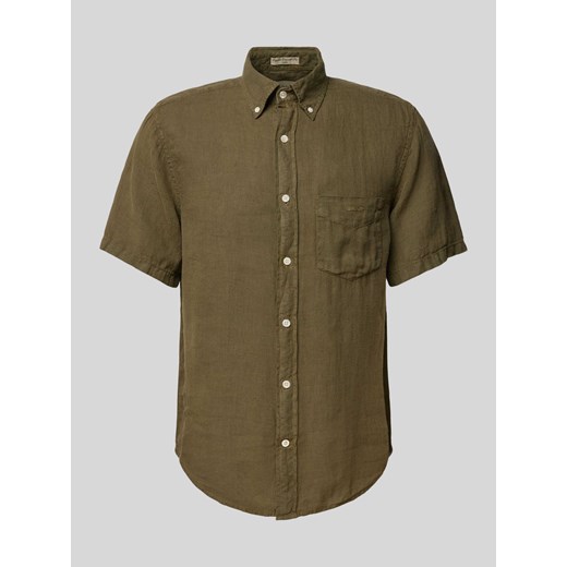 Koszula lniana o kroju regular fit z rękawem o dł. 1/2 ze sklepu Peek&Cloppenburg  w kategorii Koszule męskie - zdjęcie 170772089