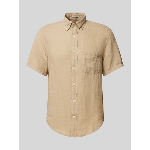 Koszula lniana o kroju regular fit z rękawem o dł. 1/2 ze sklepu Peek&Cloppenburg  w kategorii Koszule męskie - zdjęcie 170772158